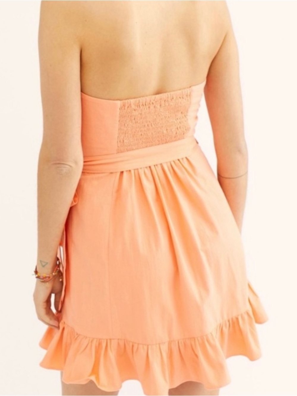 Free People Strapless Peach Mini Ruffle Dress - Picture 8 of 13